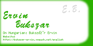 ervin bukszar business card